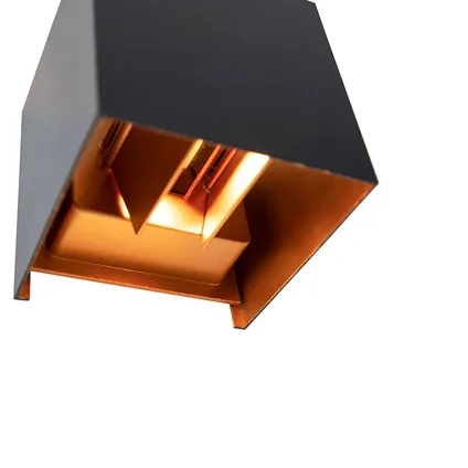 QAZQA Buiten wandlamp zwart met goud incl. LED 2-lichts IP54 - Edwin 7