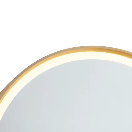 QAZQA Ronde badkamerspiegel goud incl. LED met touchdimmer - Miral 2