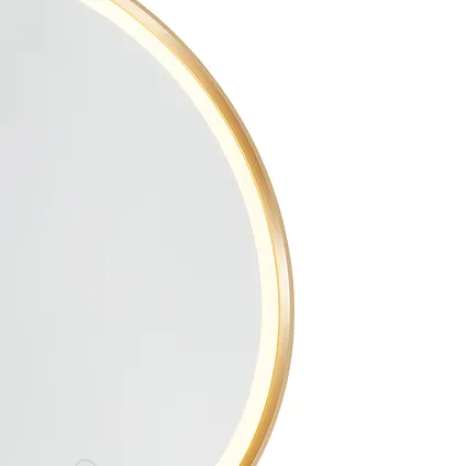 QAZQA Ronde badkamerspiegel goud incl. LED met touchdimmer - Miral 3