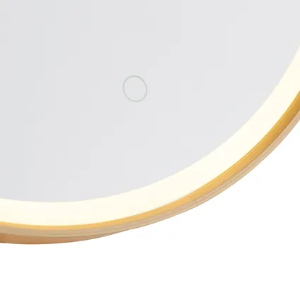 QAZQA Ronde badkamerspiegel goud incl. LED met touchdimmer - Miral 5