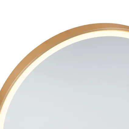 QAZQA Miroir de salle de bain rond doré avec LED avec variateur tactile - Miral 6