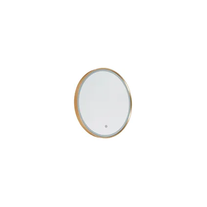 QAZQA Ronde badkamerspiegel goud incl. LED met touchdimmer - Miral 8