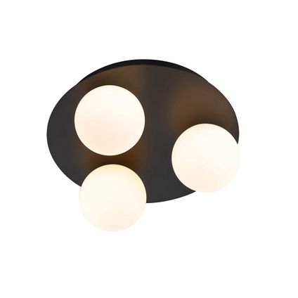 Plafonnier de salle de bain moderne noir 3 lumières - Cederic