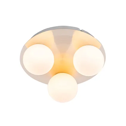 QAZQA Moderne badkamer plafondlamp staal 3-lichts - Cederic 6