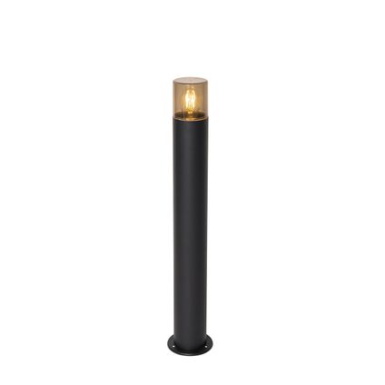 QAZQA Lampe d'extérieur sur pied noire avec abat-jour fumé 70 cm - Odense