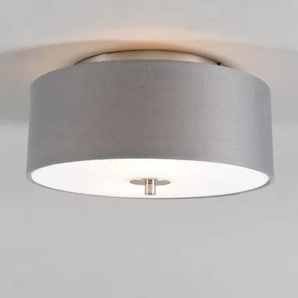 QAZQA Landelijke plafondlamp grijs 30 cm - Drum 5
