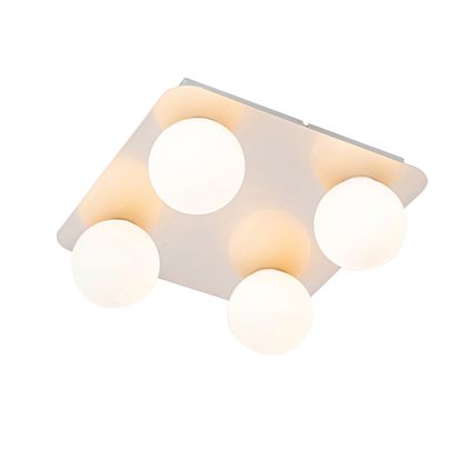 QAZQA Moderne badkamer plafondlamp staal vierkant 4-lichts - Cederic