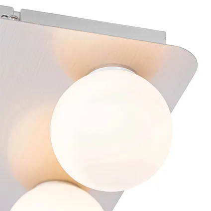 QAZQA Moderne badkamer plafondlamp staal vierkant 4-lichts - Cederic 2