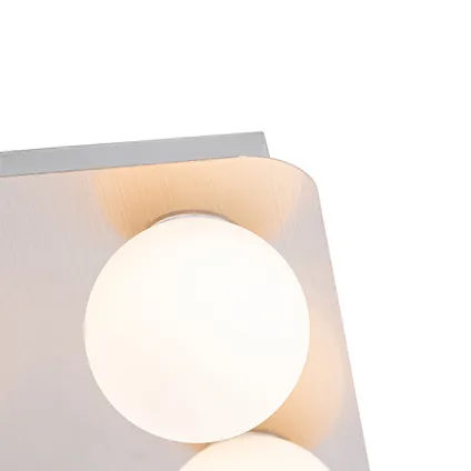 QAZQA Moderne badkamer plafondlamp staal vierkant 4-lichts - Cederic 3