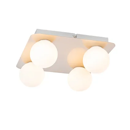 QAZQA Moderne badkamer plafondlamp staal vierkant 4-lichts - Cederic 6