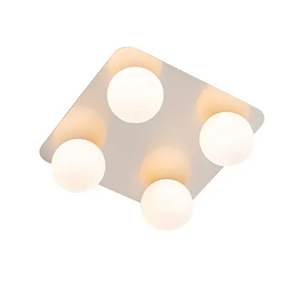 QAZQA Moderne badkamer plafondlamp staal vierkant 4-lichts - Cederic 7