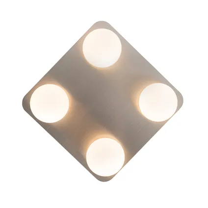 QAZQA Moderne badkamer plafondlamp staal vierkant 4-lichts - Cederic 8