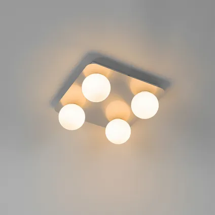 QAZQA Moderne badkamer plafondlamp staal vierkant 4-lichts - Cederic 10
