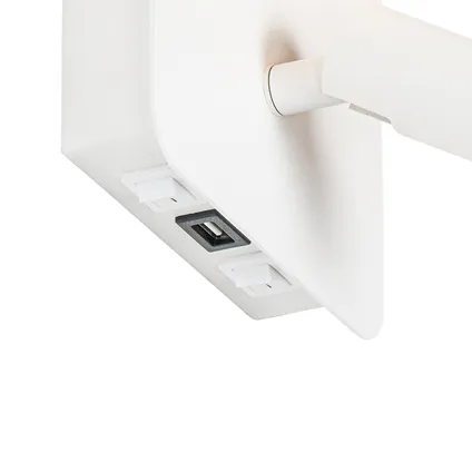 QAZQA Applique moderne blanche avec LED avec USB et lampe de lecture - Robin 3