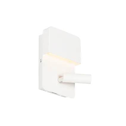 QAZQA Applique moderne blanche avec LED avec USB et lampe de lecture - Robin 5