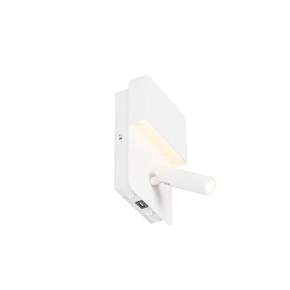 QAZQA Applique moderne blanche avec LED avec USB et lampe de lecture - Robin 7