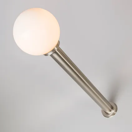 QAZQA Moderne buitenlamp paal staal RVS 100 cm - Sfera 2