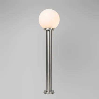 QAZQA Moderne buitenlamp paal staal RVS 100 cm - Sfera 3