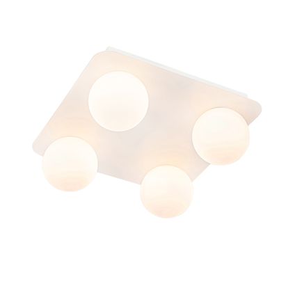Plafonnier de salle de bain moderne carré blanc 4 lumières - Cederic
