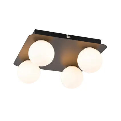 Plafonnier de salle de bain moderne carré noir 4 lumières - Cederic 6