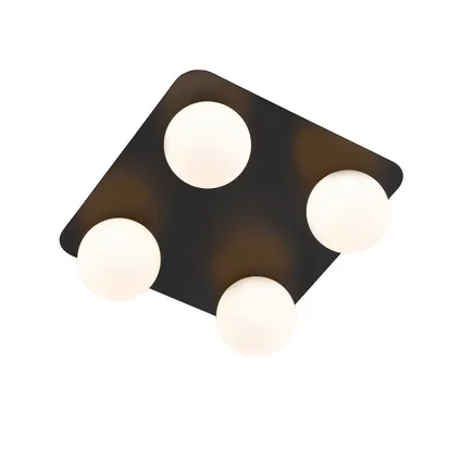 Plafonnier de salle de bain moderne carré noir 4 lumières - Cederic 7