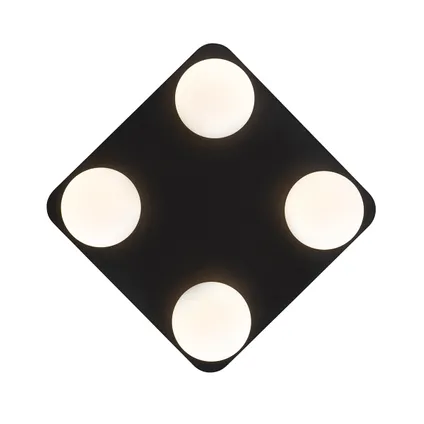 Plafonnier de salle de bain moderne carré noir 4 lumières - Cederic 8