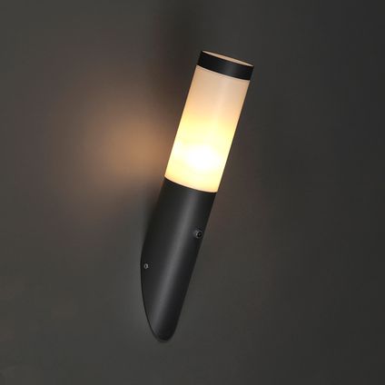 QAZQA Moderne buitenwandlamp donker grijs licht-donker sensor IP44 - Rox