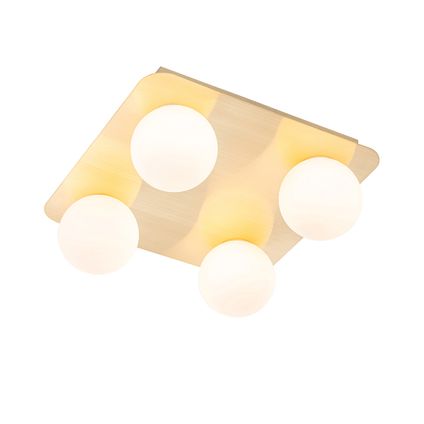 QAZQA Moderne badkamer plafondlamp messing vierkant 4-lichts - Cederic