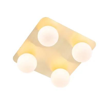 QAZQA Moderne badkamer plafondlamp messing vierkant 4-lichts - Cederic 7
