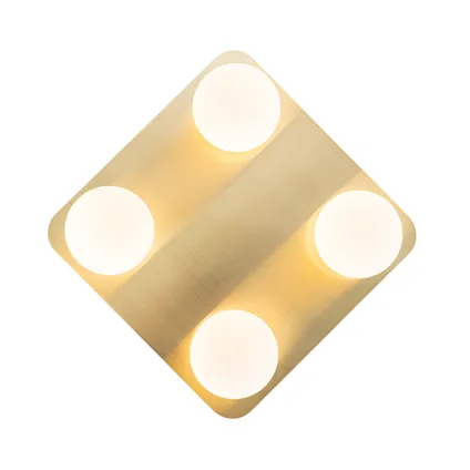 QAZQA Moderne badkamer plafondlamp messing vierkant 4-lichts - Cederic 8