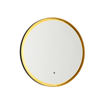 QAZQA Miroir de salle de bain noir avec or avec LED et variateur tactile - Pim