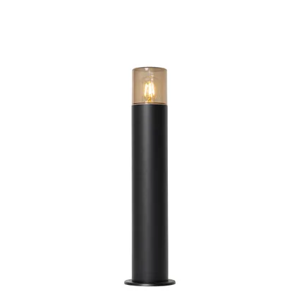 QAZQA Lampe d'extérieur sur pied noire avec abat-jour fumé 50 cm - Odense 5