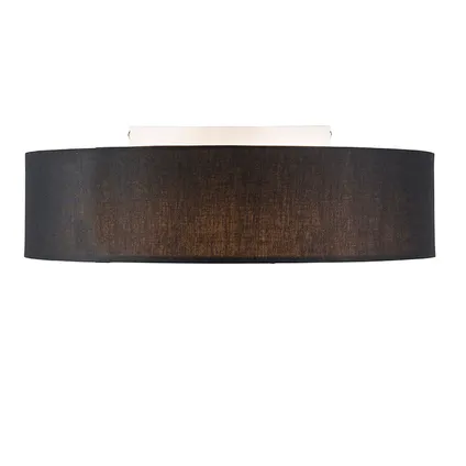 QAZQA Plafondlamp zwart 40 cm incl. LED - Drum LED 3
