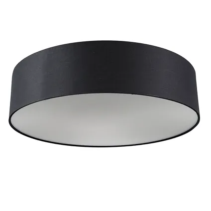 QAZQA Plafondlamp zwart 40 cm incl. LED - Drum LED 7