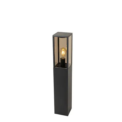 QAZQA Lampe d'extérieur sur pied noire avec fumée 80 cm IP44 - Charlois
