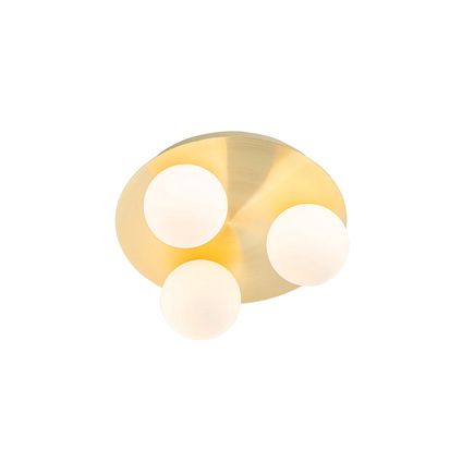 QAZQA Moderne badkamer plafondlamp messing 3-lichts - Cederic