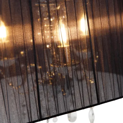 QAZQA Kroonluchter chroom met zwart 80 cm 6-lichts - Ann-Kathrin 6