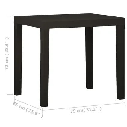 vidaXL Table de jardin Anthracite 79x65x72 cm Plastique 5