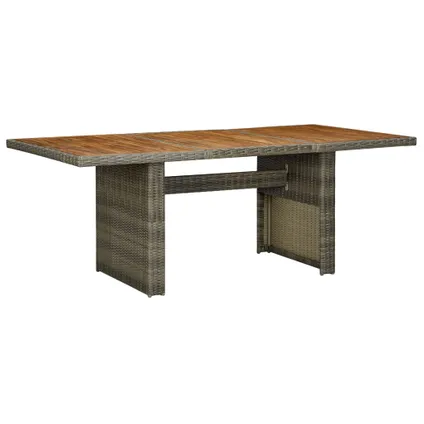 vidaXL Table de jardin Marron Résine tressée et bois d'acacia