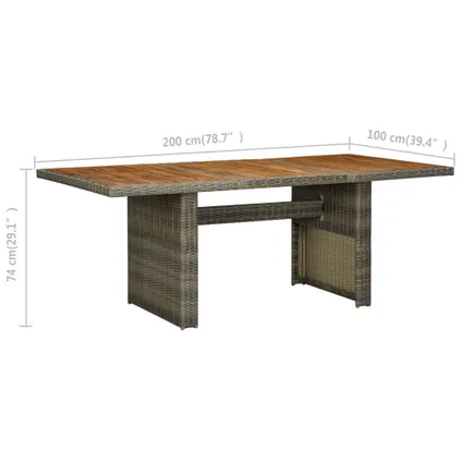 vidaXL Table de jardin Marron Résine tressée et bois d'acacia 6