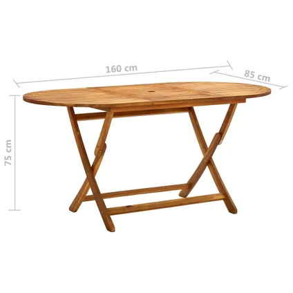 vidaXL Table de jardin pliable 160x85x75 cm Bois d'acacia massif 7