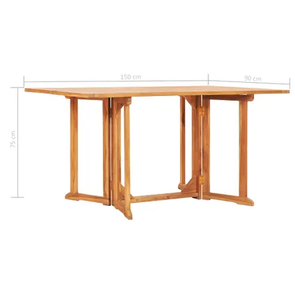 vidaXL Table pliable de jardin papillon 150x90x75 cm Bois teck 7