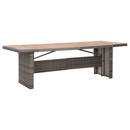 vidaXL Table de jardin 240x90x74 cm Résine tressée et bois
