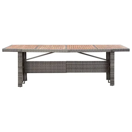 vidaXL Table de jardin 240x90x74 cm Résine tressée et bois 3