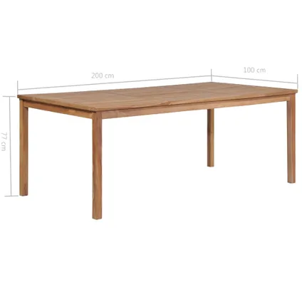 vidaXL Table de jardin 200x100x77 cm Bois de teck solide 6