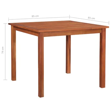 vidaXL Table de jardin 85x85x74 cm Bois d'acacia massif 4