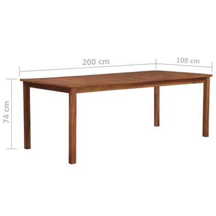 vidaXL Table de jardin 200x100x74 cm Bois d'acacia massif 5