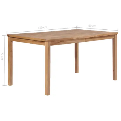 vidaXL Table de jardin 150x90x77 cm Bois de teck solide 6