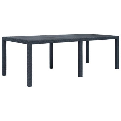 vidaXL Table de jardin Anthracite 220x90x72 cm Plastique Aspect