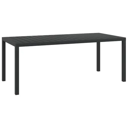 vidaXL Table de jardin Noir 185 x 90 x 74 cm Aluminium et WPC